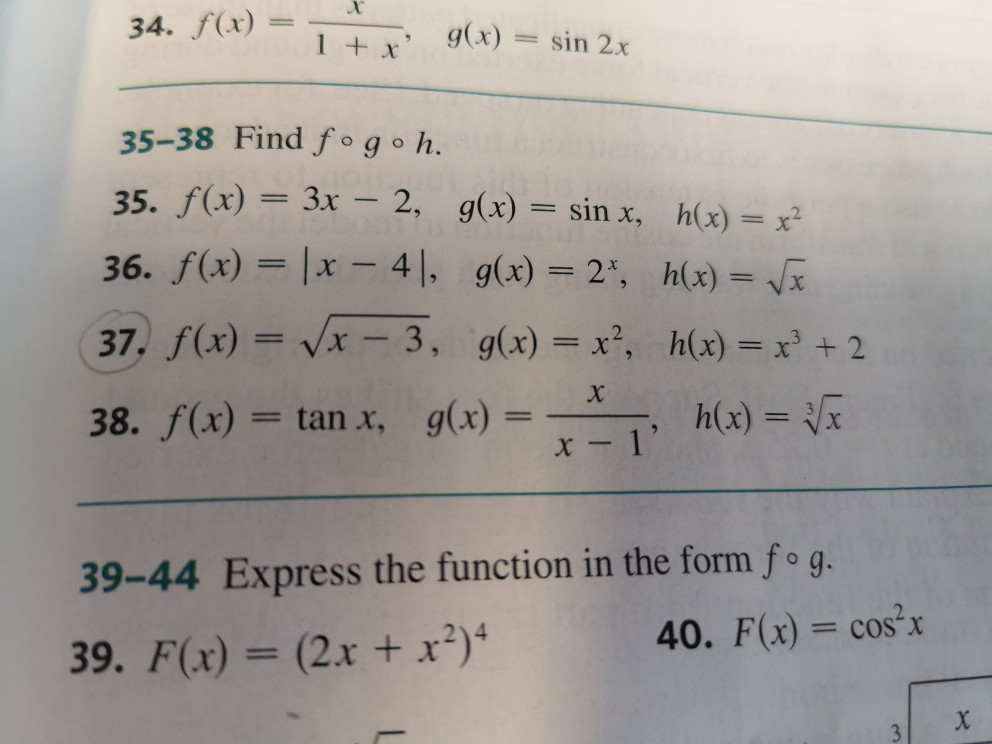 Solved 34 F X 1 1 G X Sin 2x 35 38 Find Fogo H Chegg Com