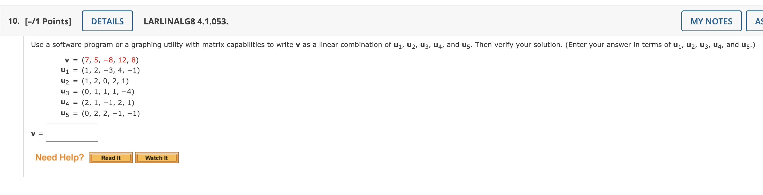 Solved [ 1 Points] Larlinalg8 4 1 053 Use A Software