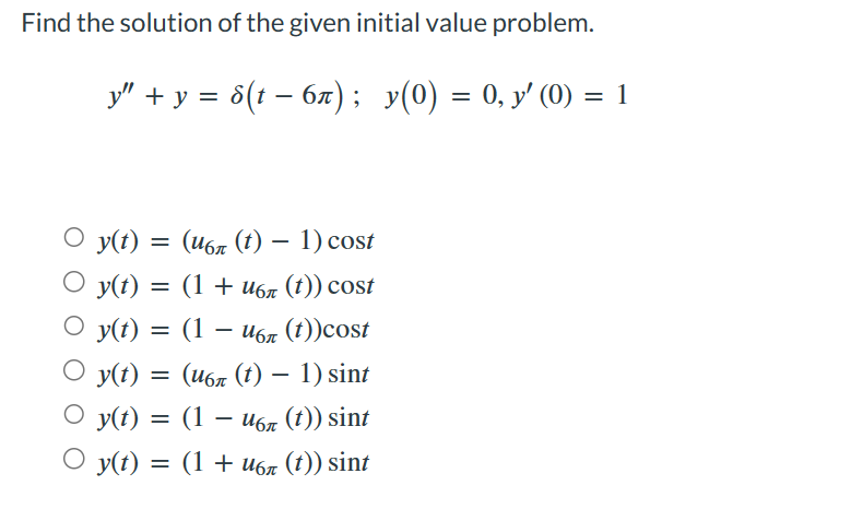 Solved Find the solution of the given initial value problem. | Chegg.com