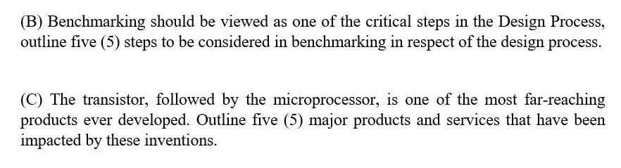 (B) Benchmarking Should Be Viewed As One Of The | Chegg.com