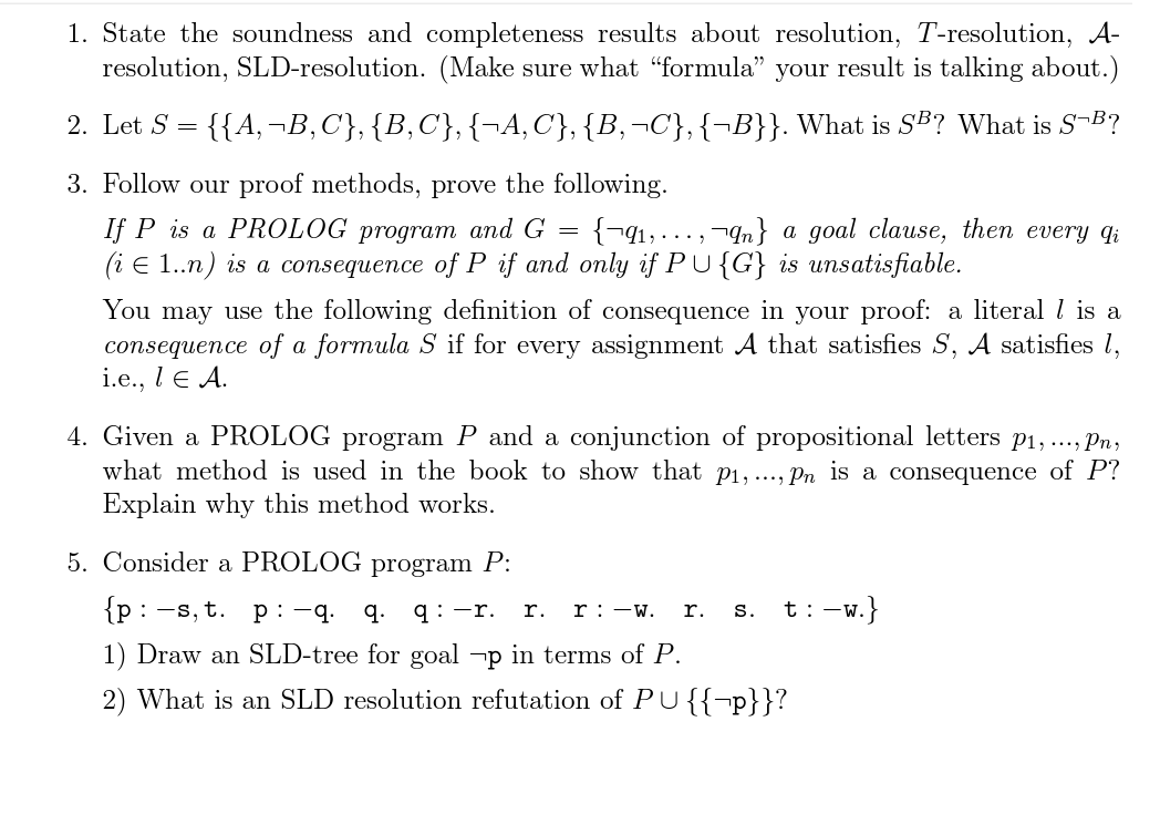 1. State the soundness and completeness results about | Chegg.com