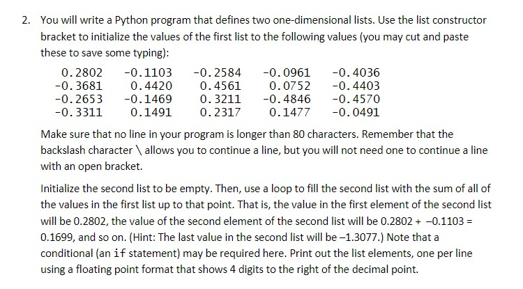 Solved 2. You will write a Python program that defines two | Chegg.com