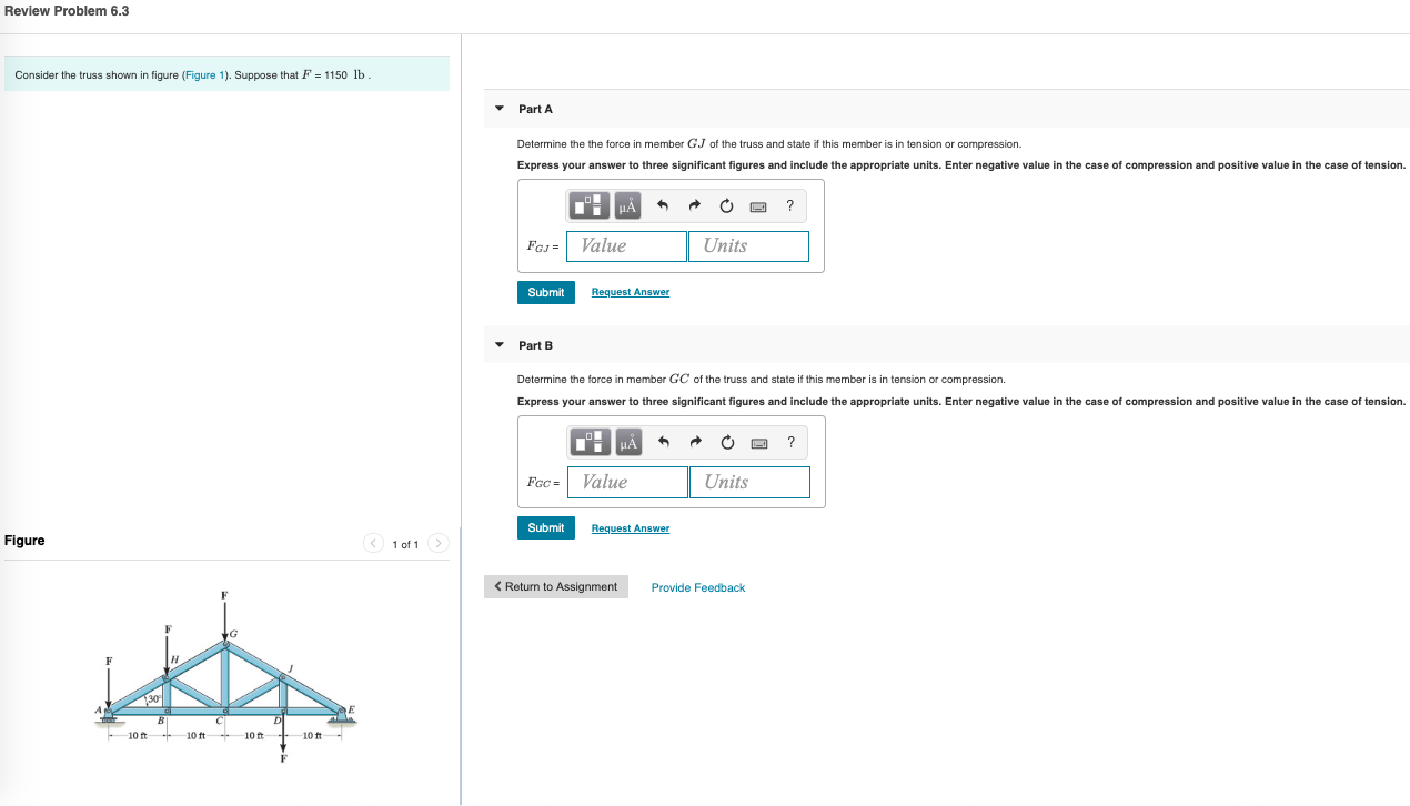 Solved Review Problem 6.3 Consider The Truss Shown In Figure | Chegg.com