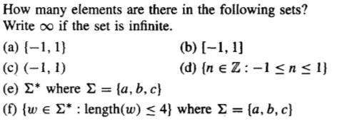Solved How many elements are there in the following sets? | Chegg.com