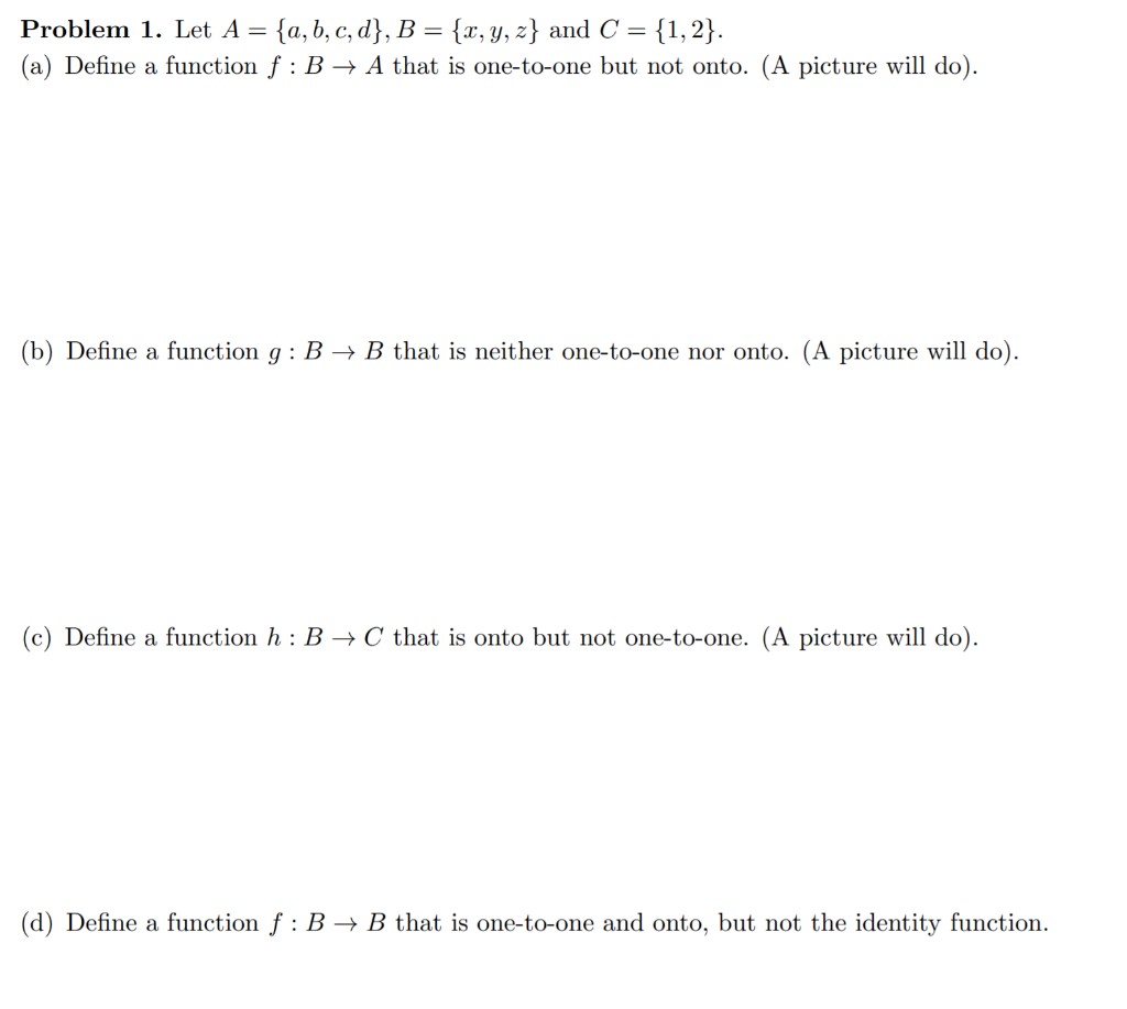 Solved Problem 1. Let A = {a,b,c,d}, B = {x, Y, Z} And C = | Chegg.com