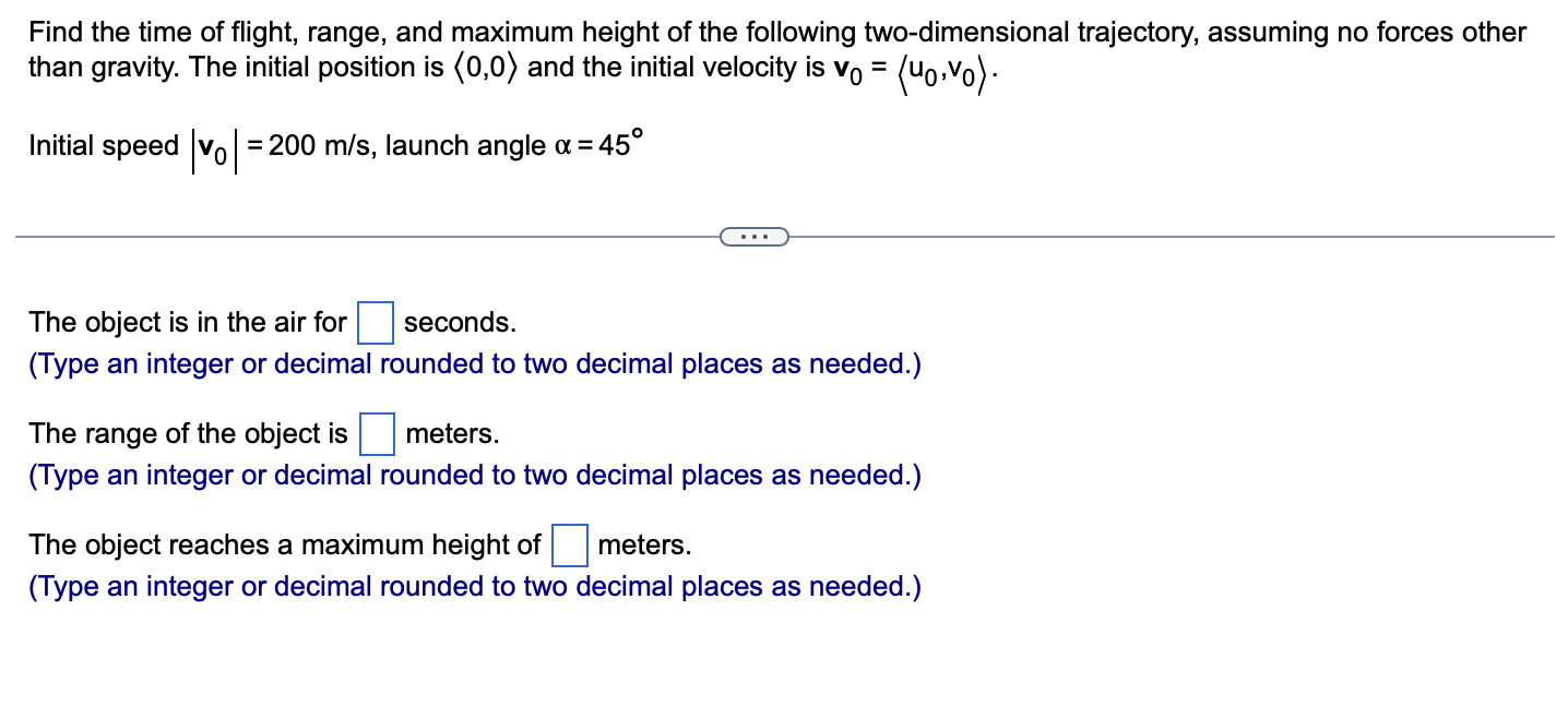 Solved Find the time of flight, range, and maximum height of | Chegg.com