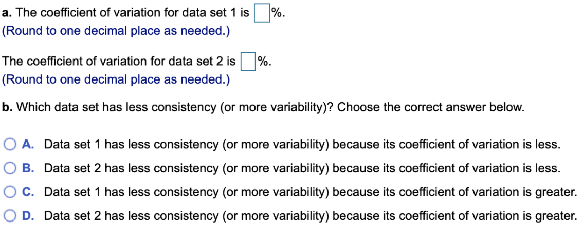 Solved Consider The Following Two Sample Data Sets. Set 1: | Chegg.com