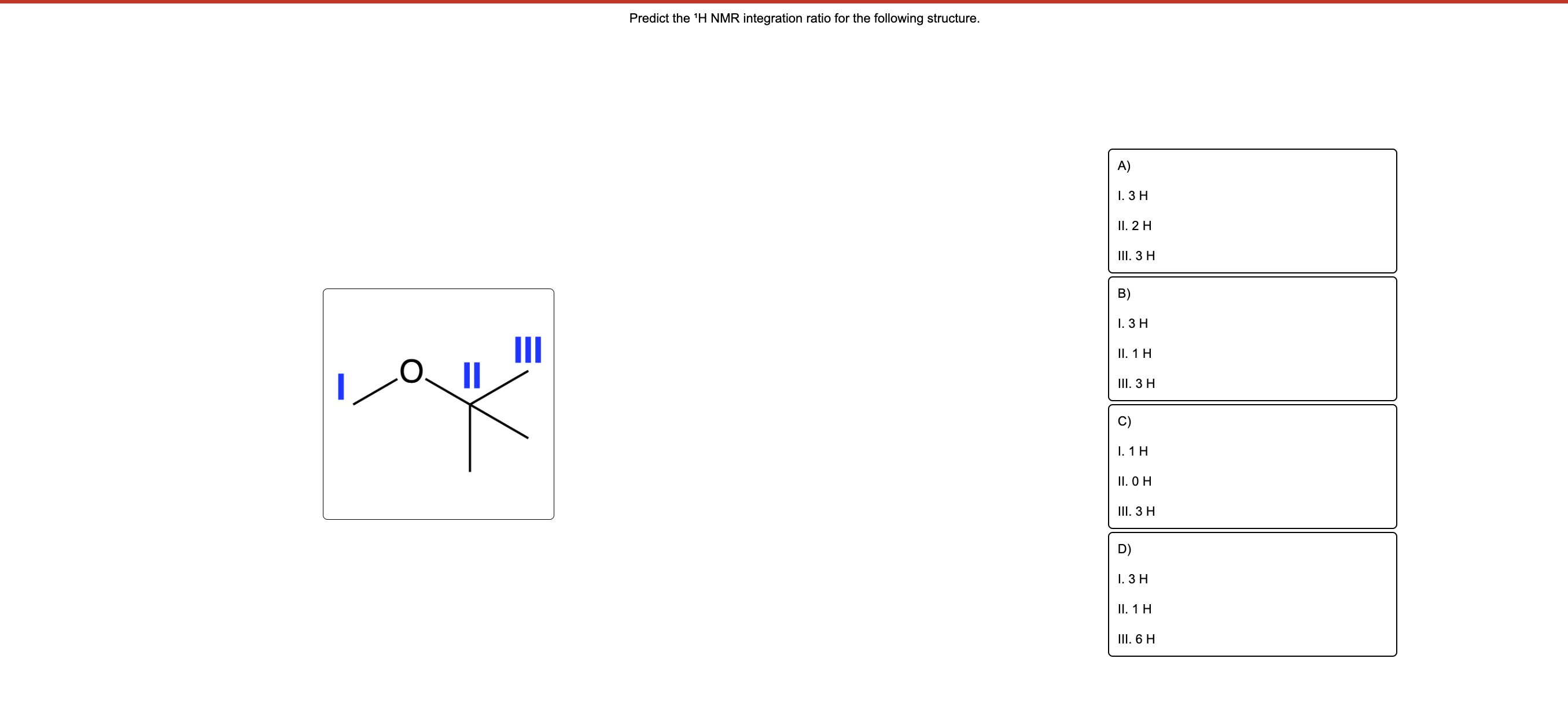 Solved Predict the 1H NMR integration ratio for the | Chegg.com