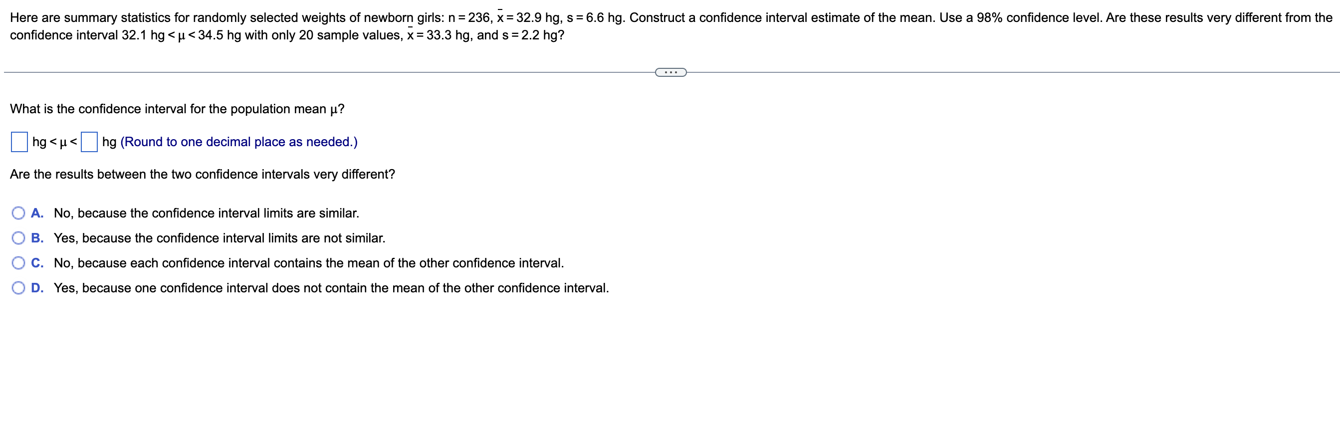 Solved confidence interval 32.1hg