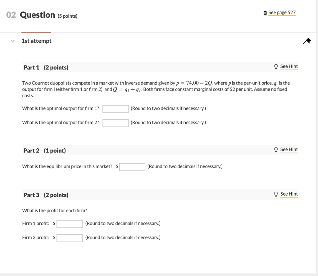 Solved 02 Question (5 points) e See page 527 1st attempt | Chegg.com