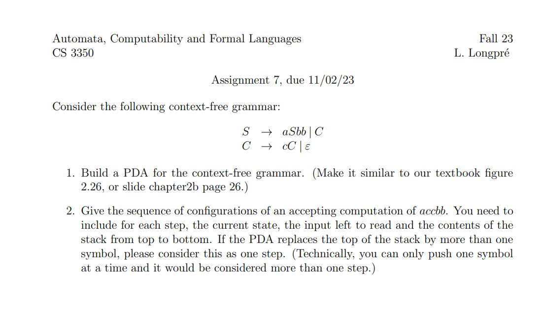 Automata, Computability And Formal Languages Fall | Chegg.com