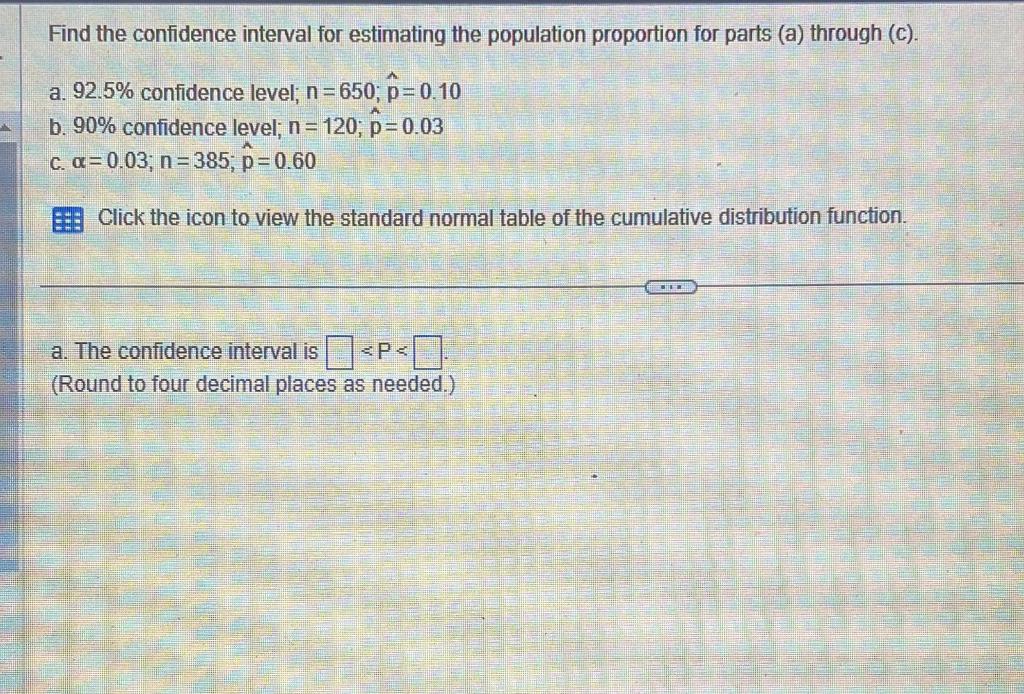 Solved find the confidence interval for estimating the chegg