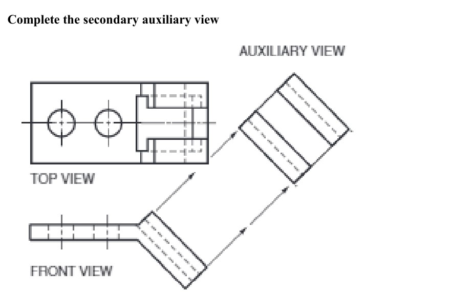 Solved Complete the secondary auxiliary view AUXILIARY VIEW | Chegg.com