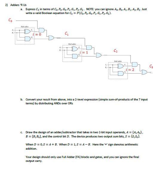 Solved 2 Adders R Us A Express Cz In Terms Of Co P G Chegg Com