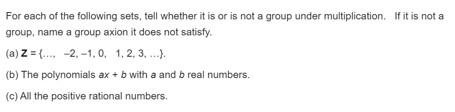 Solved For each of the following sets, tell whether it is or | Chegg.com