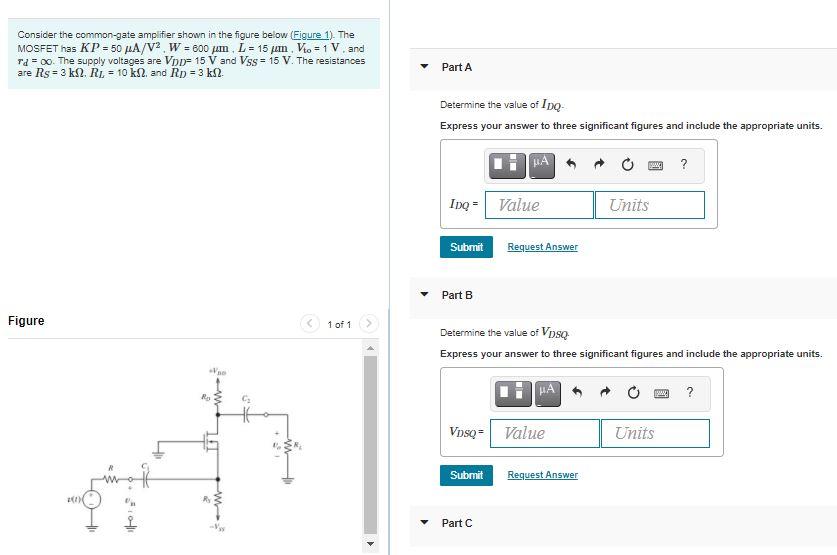 Solved Consider the common gate amplifier shown in the | Chegg.com