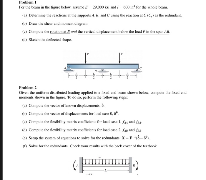 Solved Problem I For the beam in the figure below, assume E | Chegg.com
