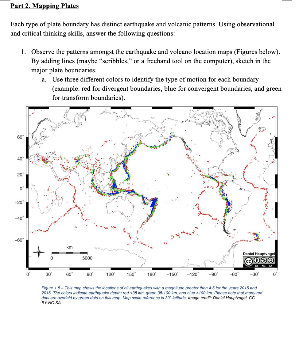Solved Part 2. ﻿Mapping PlatesEach type of plate boundary