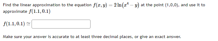 Solved Find the linear approximation to the equation | Chegg.com