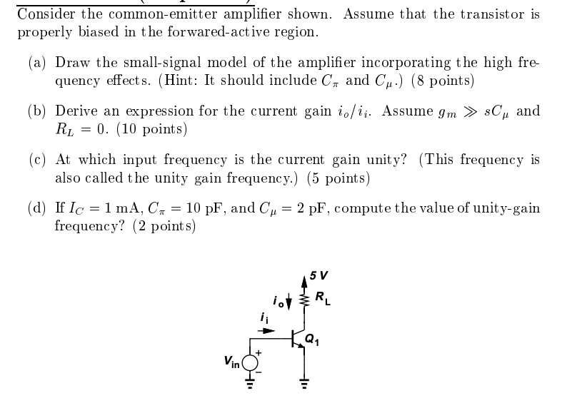 Solved Consider the common-emitter amplifier shown. Assume Circuit Diagram