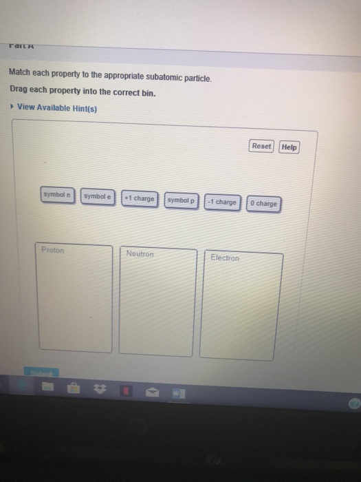 Solved Match each property to the appropriate subatomic