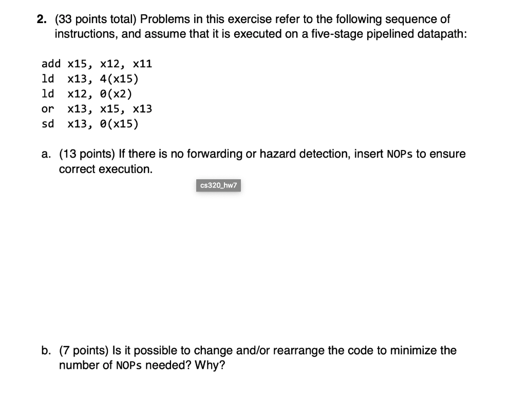 2. (33 points total) Problems in this exercise refer | Chegg.com