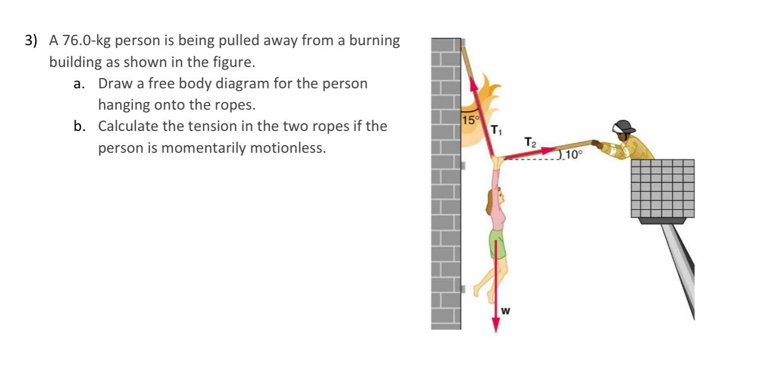 Solved 3) A 76.0-kg person is being pulled away from a