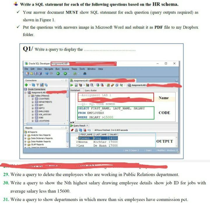 Write a SQL statement for each of the following | Chegg.com