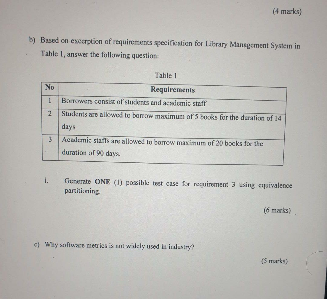 Solved (4 Marks) B) Based On Excerption Of Requirements | Chegg.com