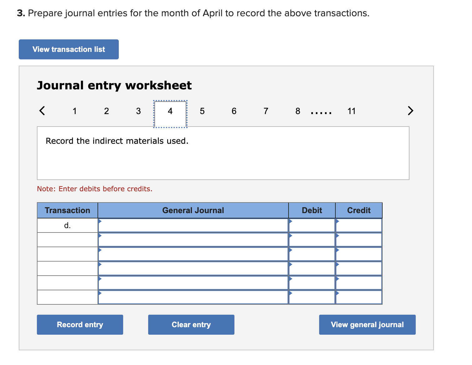 3. Prepare journal entries for the month of April to | Chegg.com