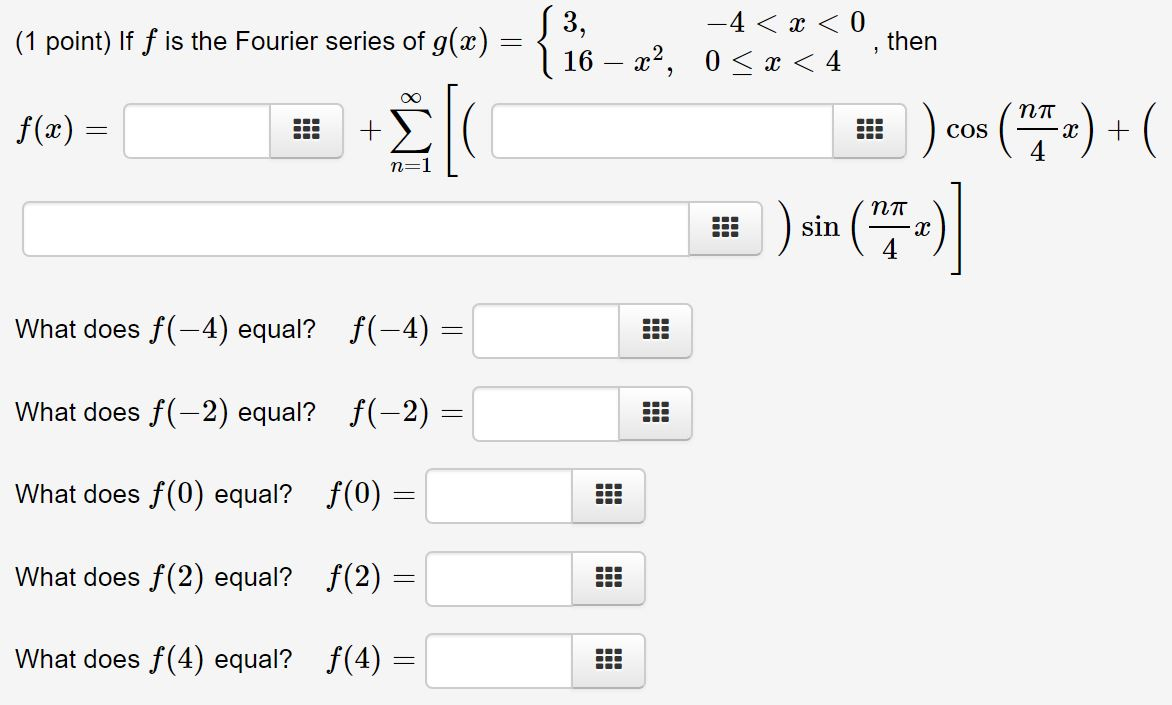 Solved 4 X 0 1 Point If F Is The Fourier Series Of Chegg Com