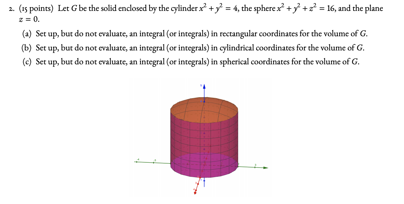 Solved 2 15 Points Let G Be The Solid Enclosed By The Chegg Com