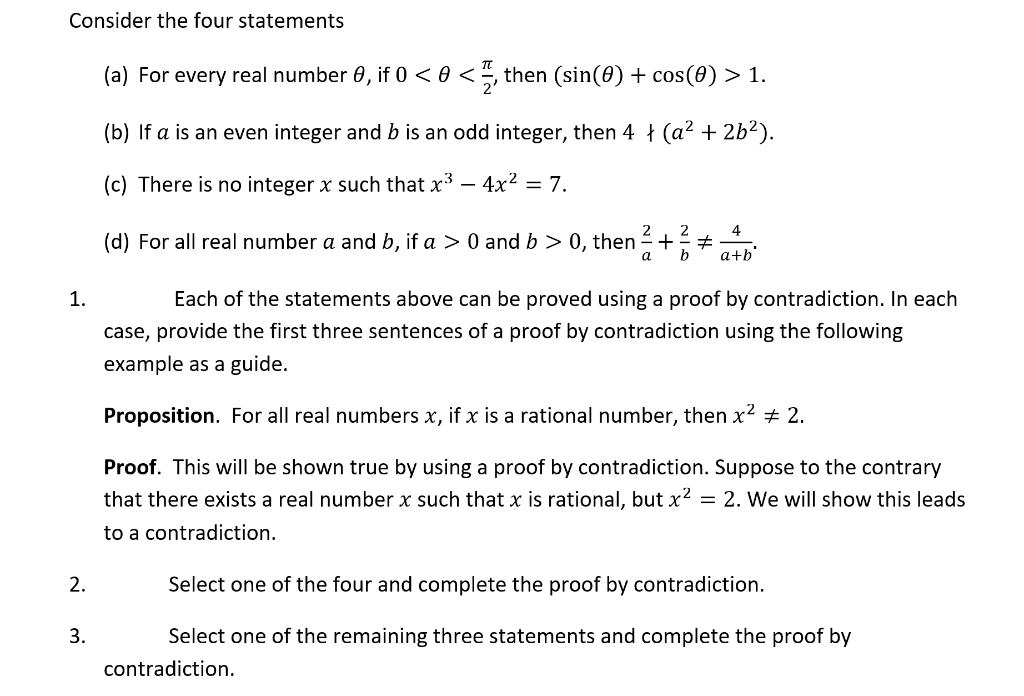 Solved Consider the four statements (a) For every real | Chegg.com