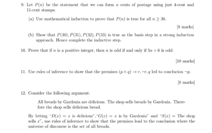 Solved Let P(n) ﻿be the statement that we can form n ﻿cents | Chegg.com