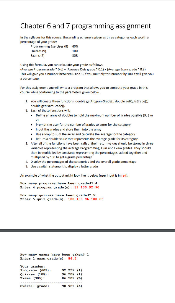 Solved Chapter 6 and 7 programming assignment In the | Chegg.com