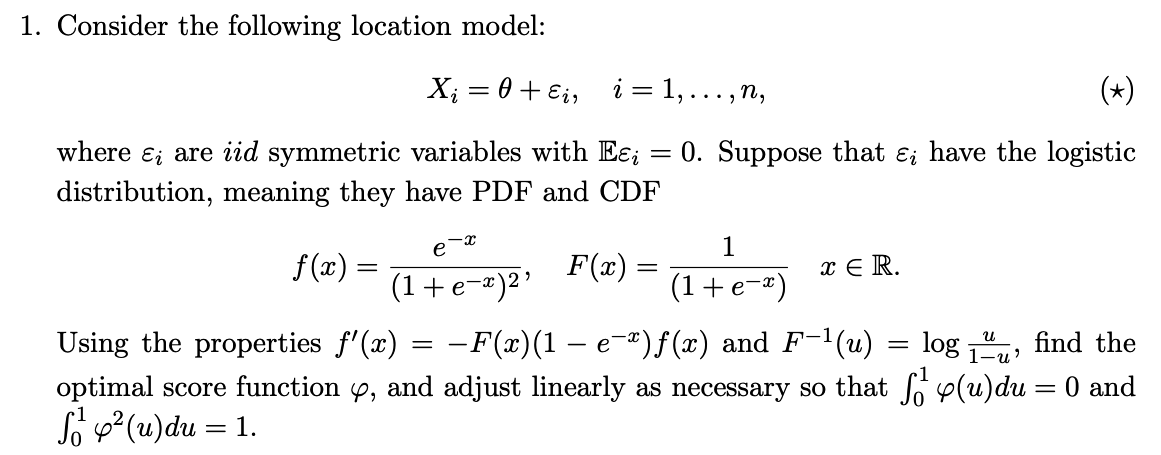 Solved 1. Consider the following location model: | Chegg.com