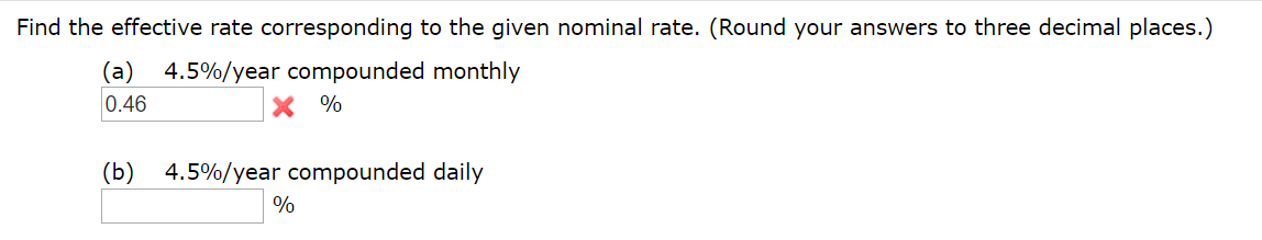 Solved Find the effective rate corresponding to the given | Chegg.com
