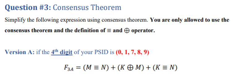 Solved Question 3 Consensus Theorem Simplify The Following