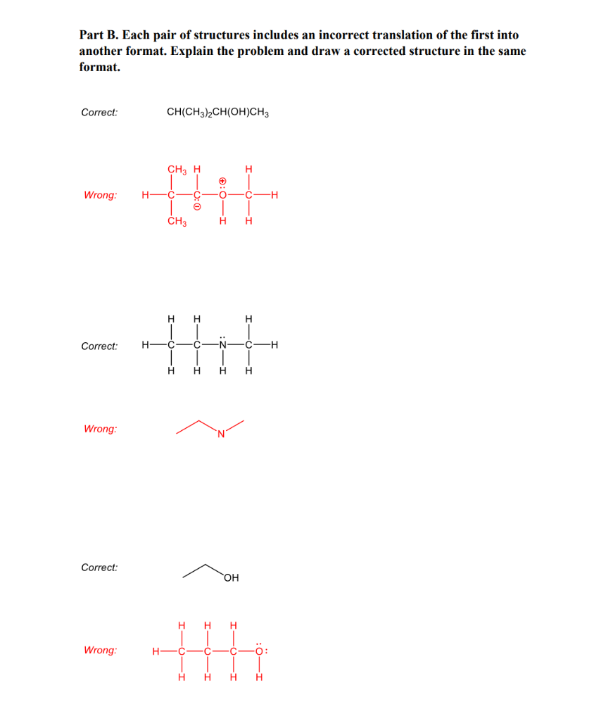 Solved Part B. Each Pair Of Structures Includes An Incorrect | Chegg.com