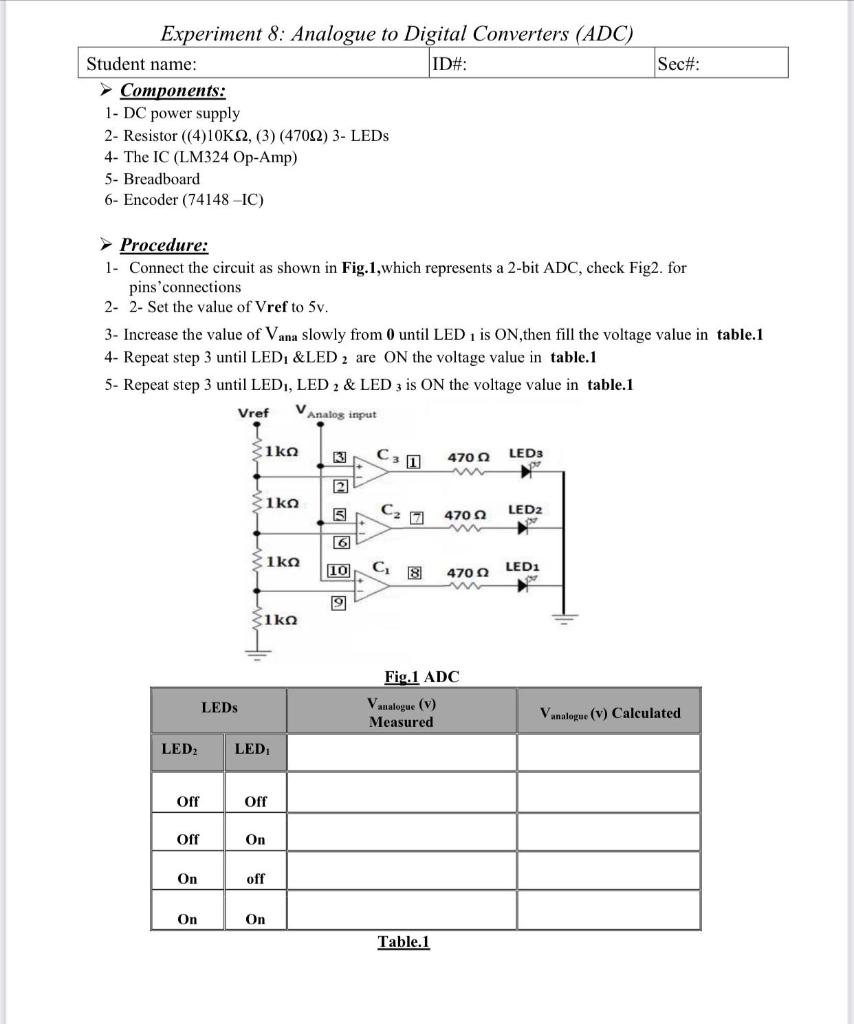 Solved Sec Experiment 8 Analogue to Digital Converters