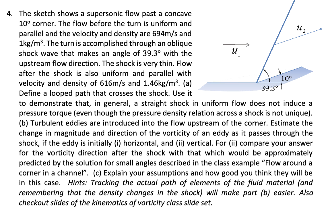 The sketch shows a supersonic flow past a concave10° | Chegg.com