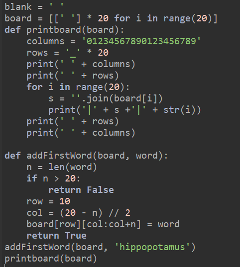 Write a function vertical(board, word, row, col), | Chegg.com