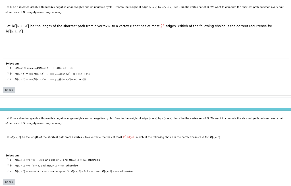 Solved Let G be a directed graph with possibly negative edge | Chegg.com