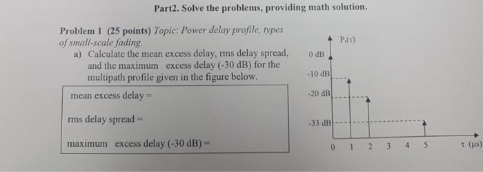 Solved b) Estimate the 50% coherence bandwidth of the | Chegg.com