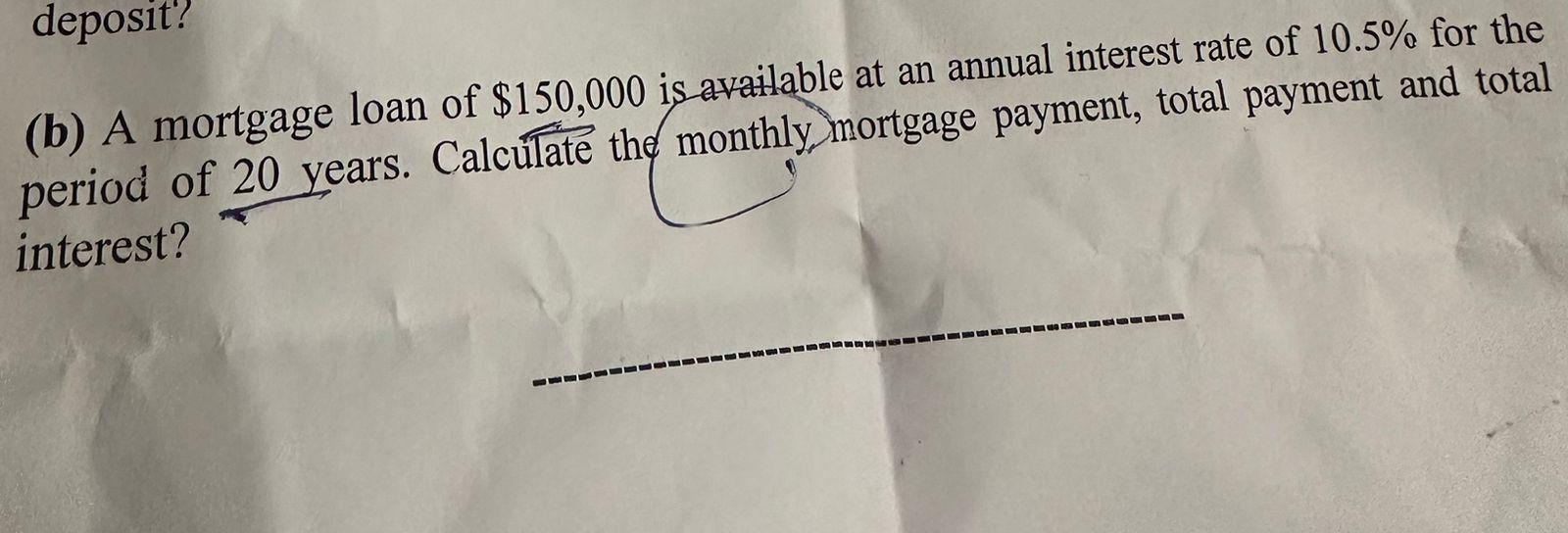 $150 000 mortgage monthly payment