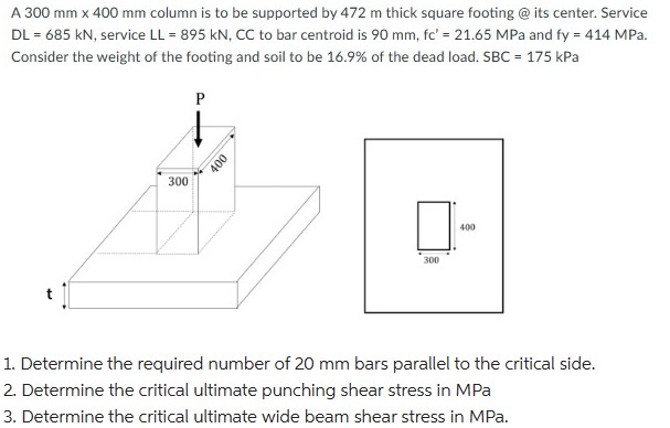 solved-a-300-mm-400-mm-column-is-to-be-supported-by-472-m-chegg