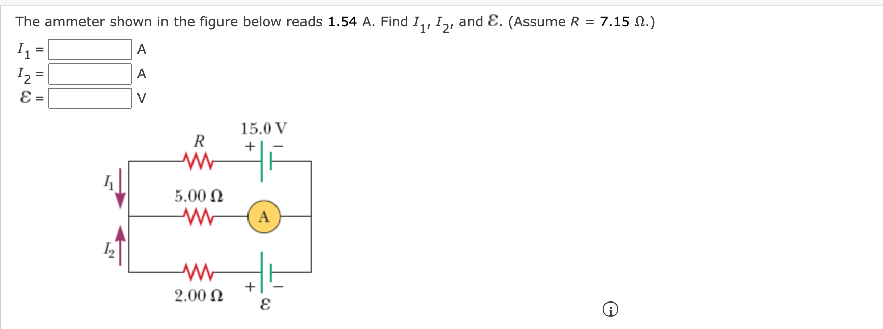 Solved The ammeter shown in the figure below reads 1.54 A. | Chegg.com