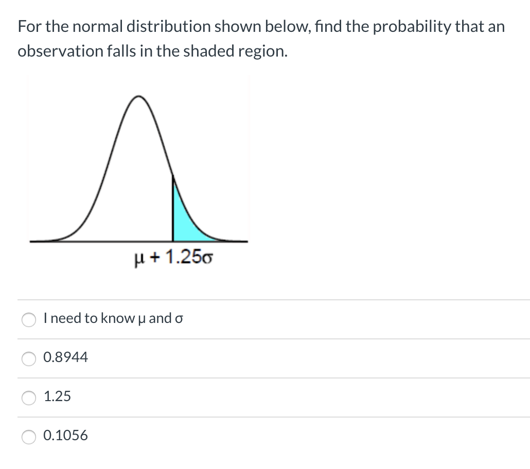 Solved For the normal distribution shown below, find the | Chegg.com