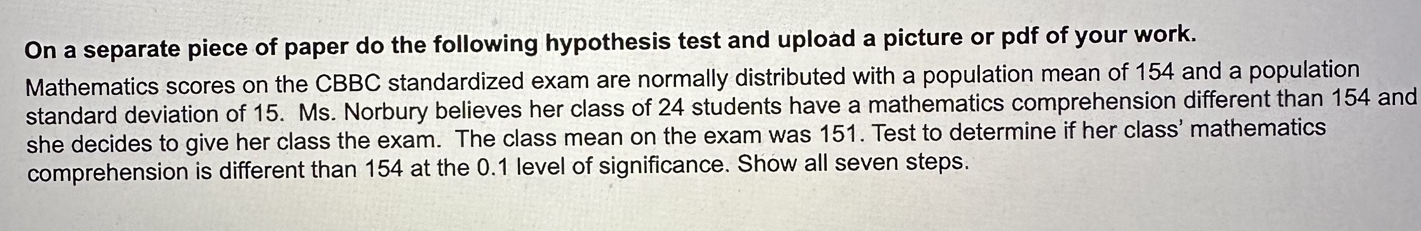 Solved On a separate piece of paper do the following | Chegg.com