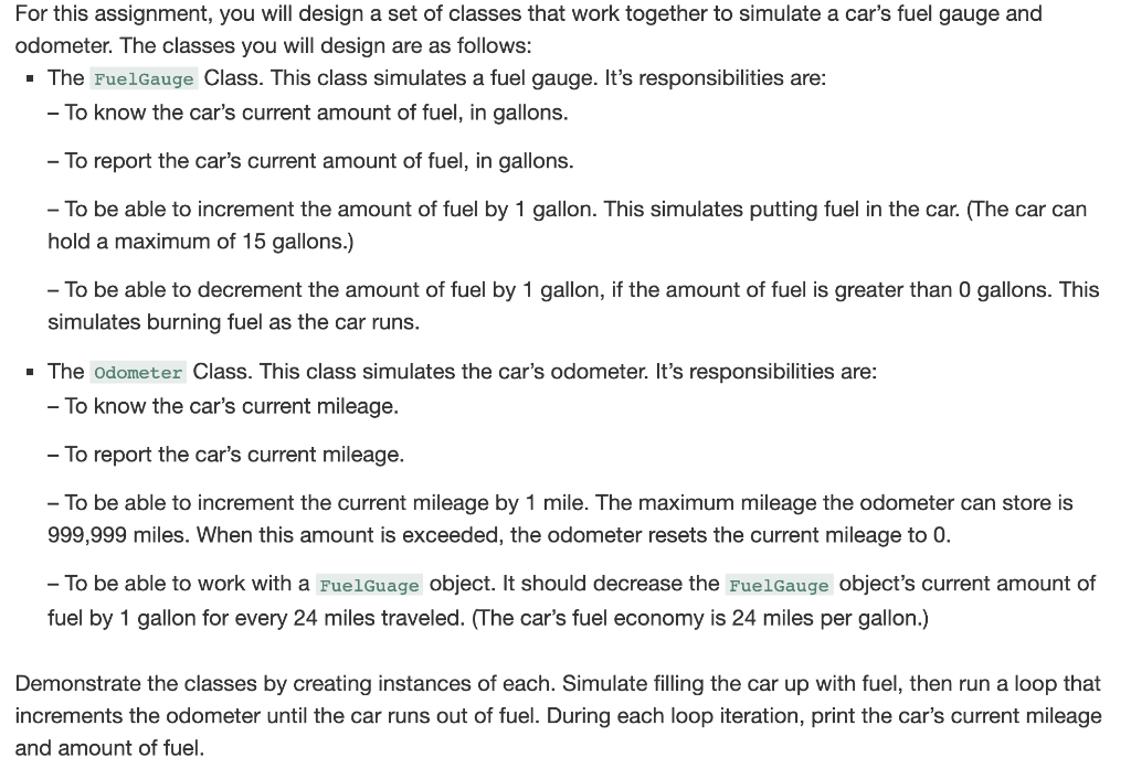 For this assignment, you will design a set of classes | Chegg.com